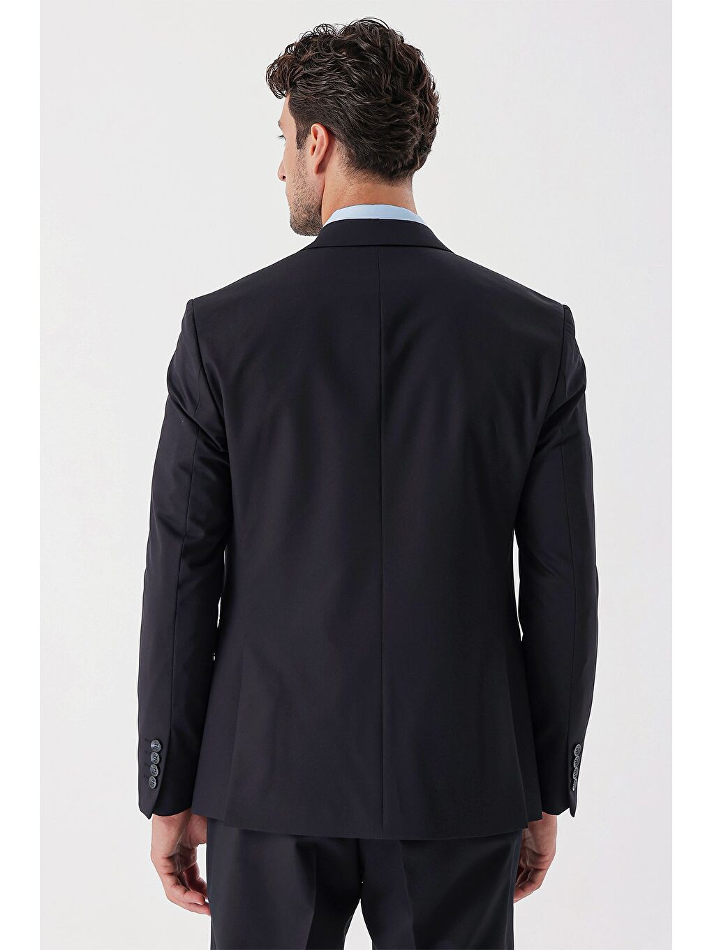 Koyu Lacivert Armürlü Kırlangıç Yaka Yelekli Elastanlı 6 Drop Slim Fit Takım Elbise 1001235154-6