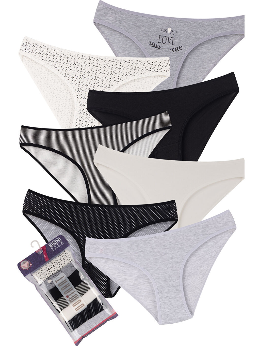 Gri Pamuklu Kadın Külot 7'li Paket