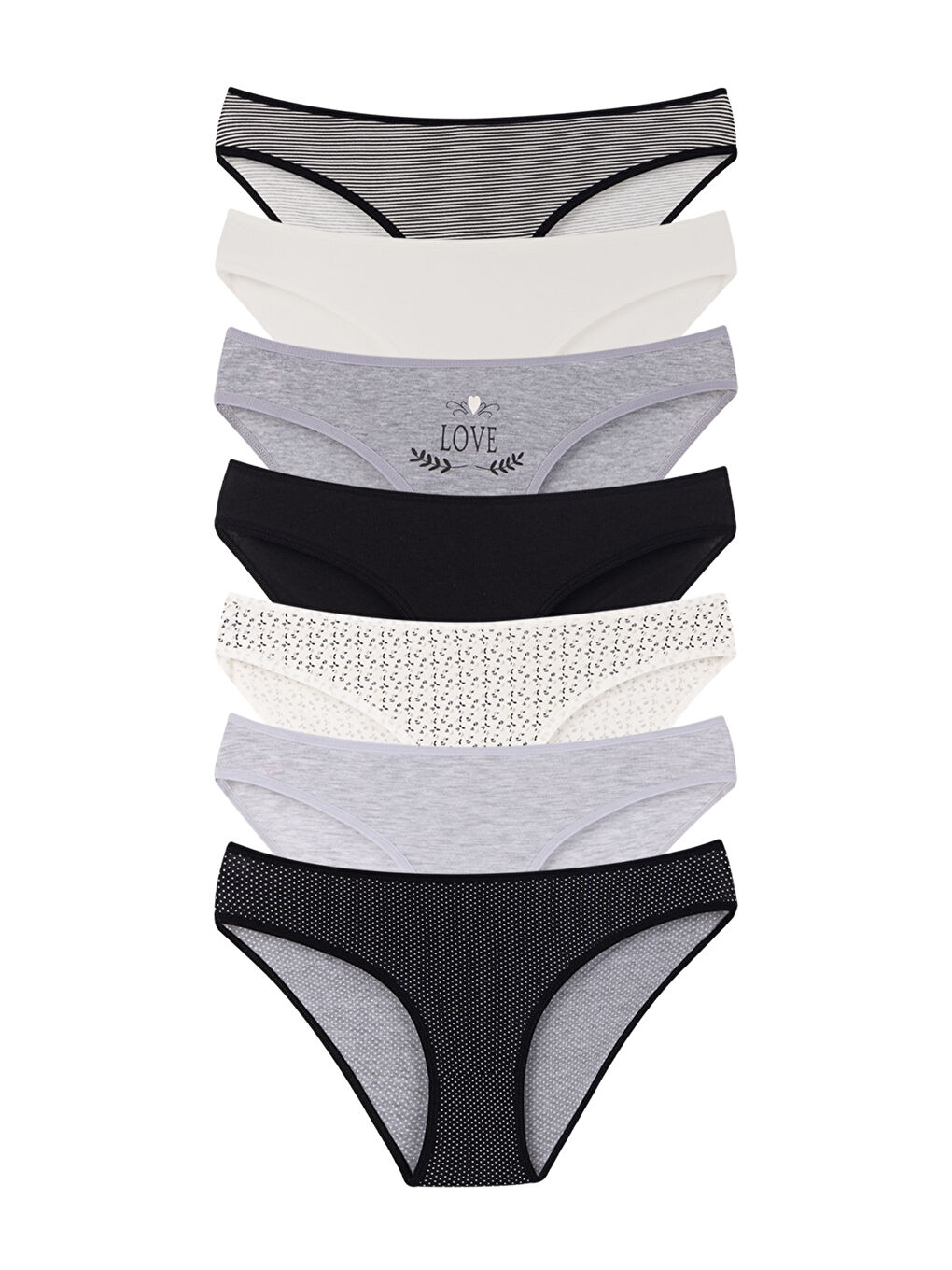 Gri Pamuklu Kadın Külot 7'li Paket-1