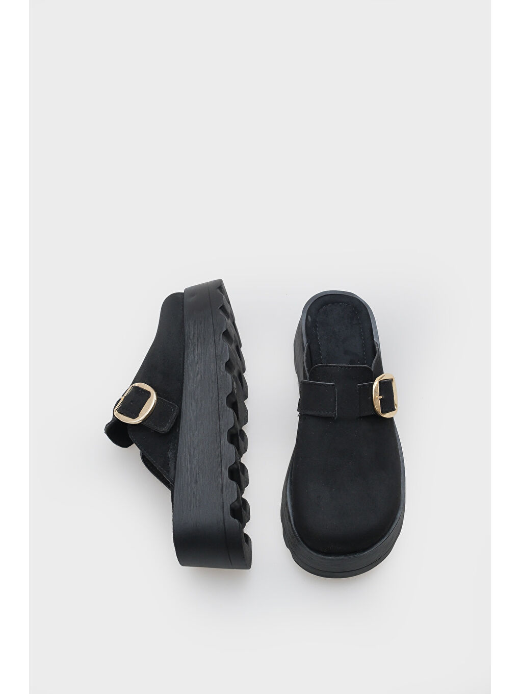 Siyah Minette Kürklü Süet Görünümlü Kadın Sabo-4