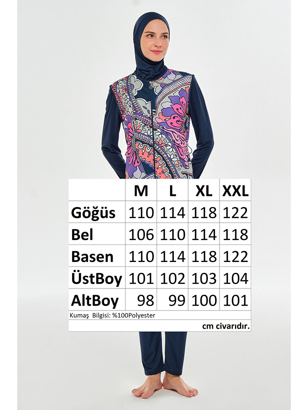 Tam Kapalı Tesettür Mayo 3306 Koyu Lacivert-4