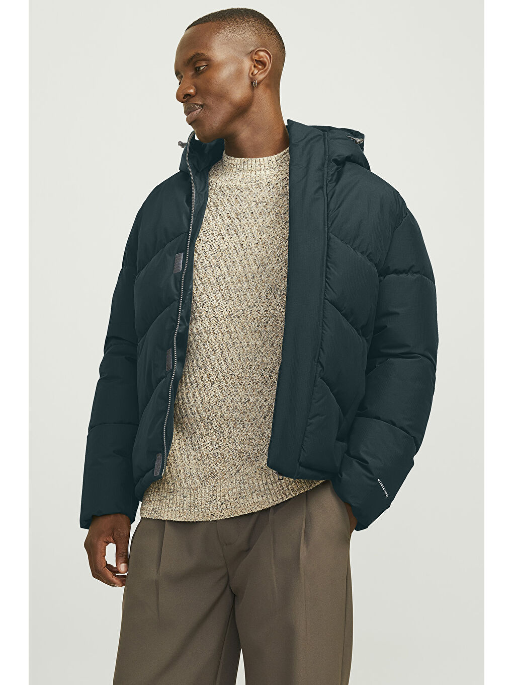 Jack & Jones Petrol Regular Fit Kapüşonlu Mont 12259850