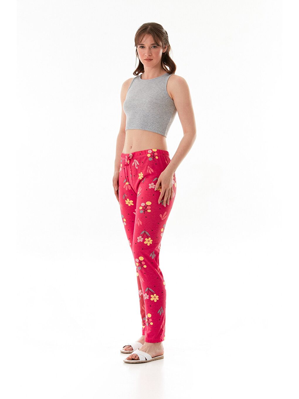 Fuşya Limon Baskılı Pijama Altı