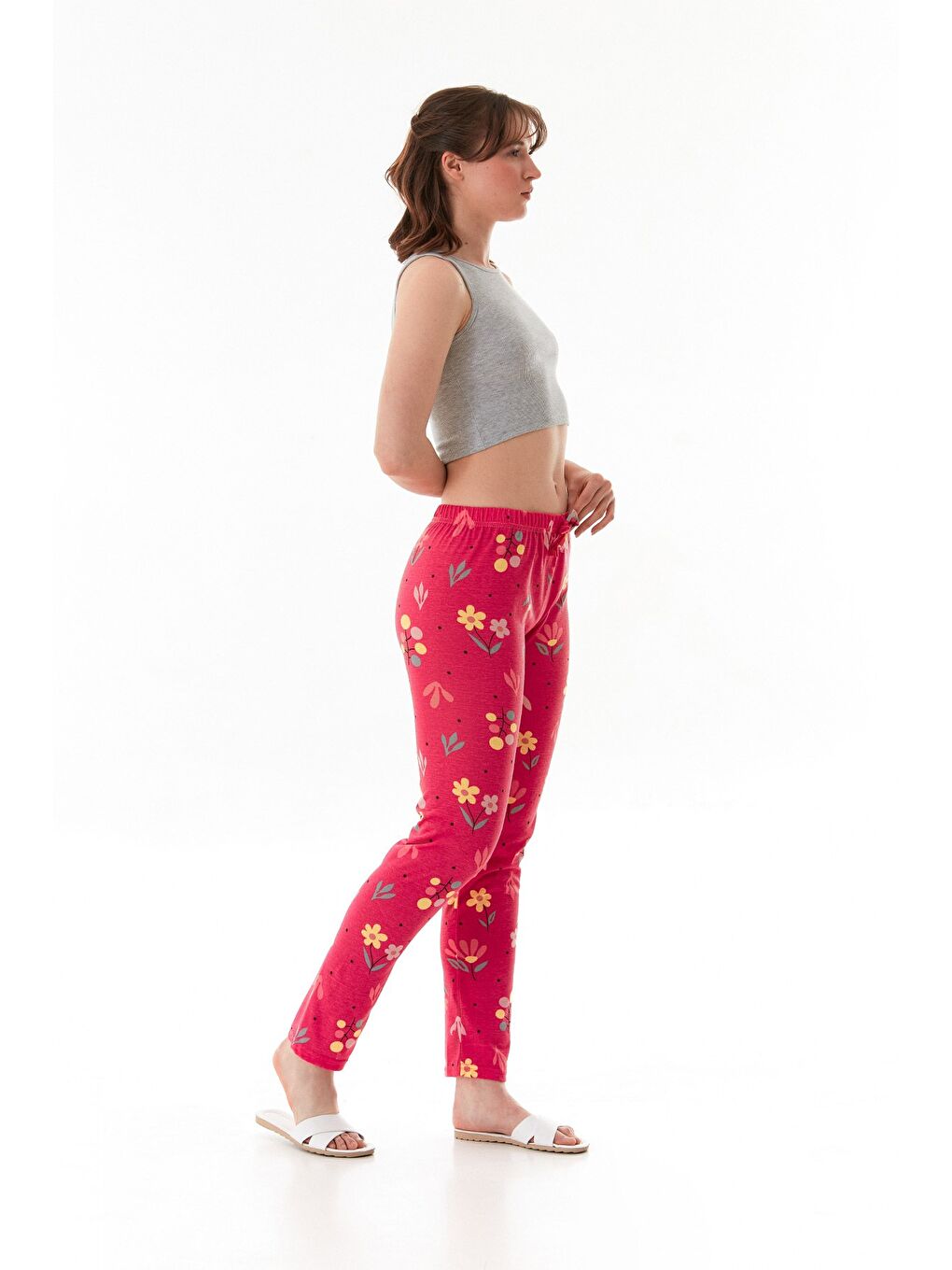 Fuşya Limon Baskılı Pijama Altı-3