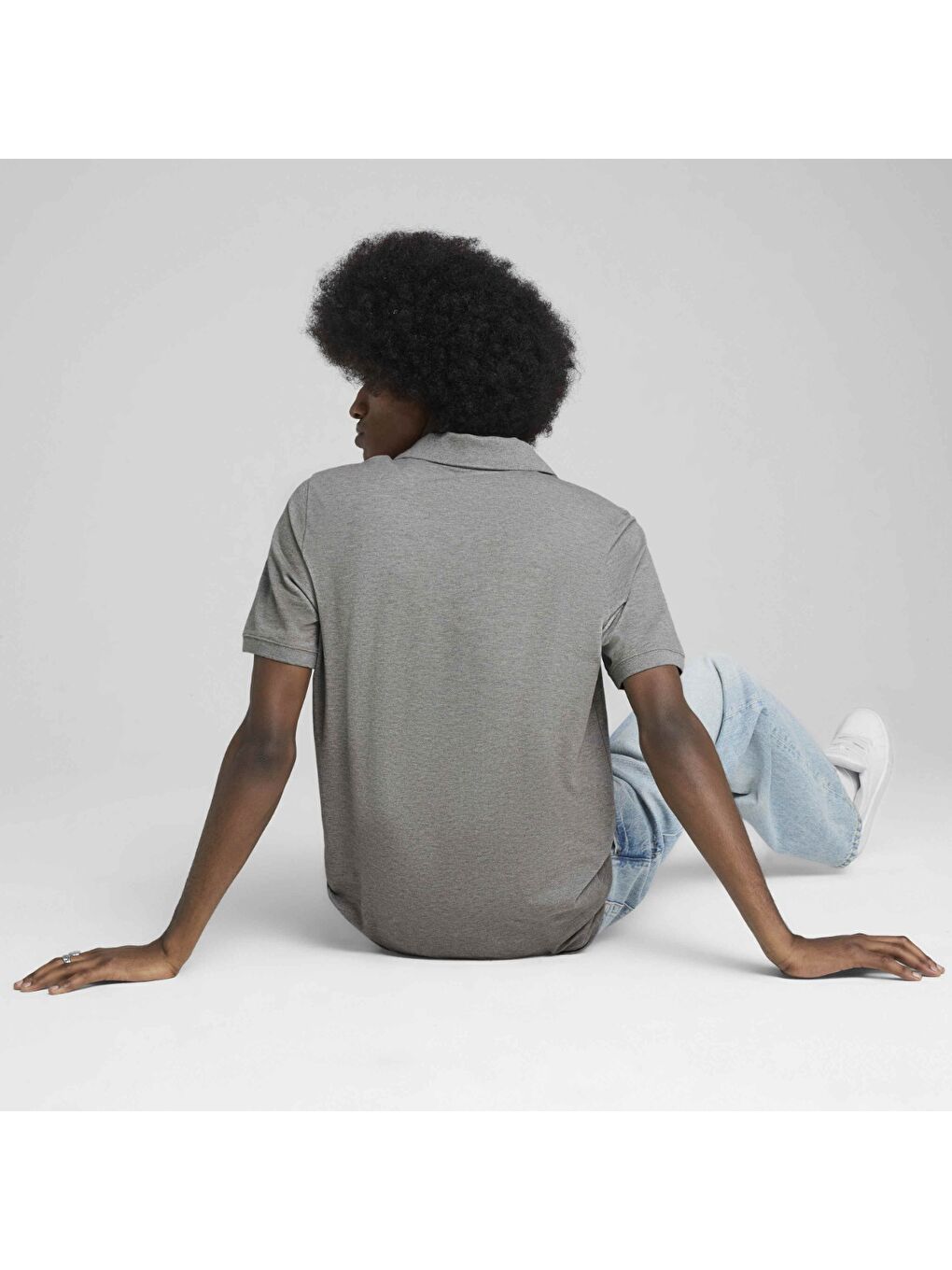 Essentials No 1 Logo Pique Erkek Gri Polo Yaka Tişört-2