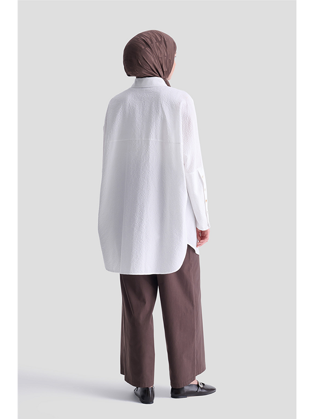 Pamuk Karışımlı Nakışlı Tunik Ekru-5