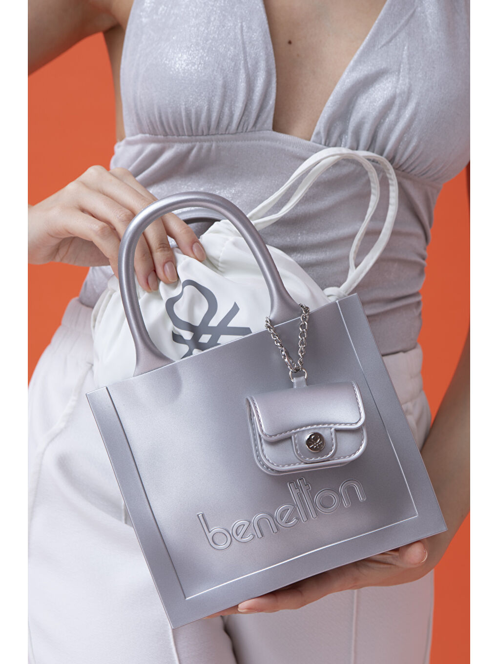 Gri Kadin El Çantasi Gümüş BNT1450-1