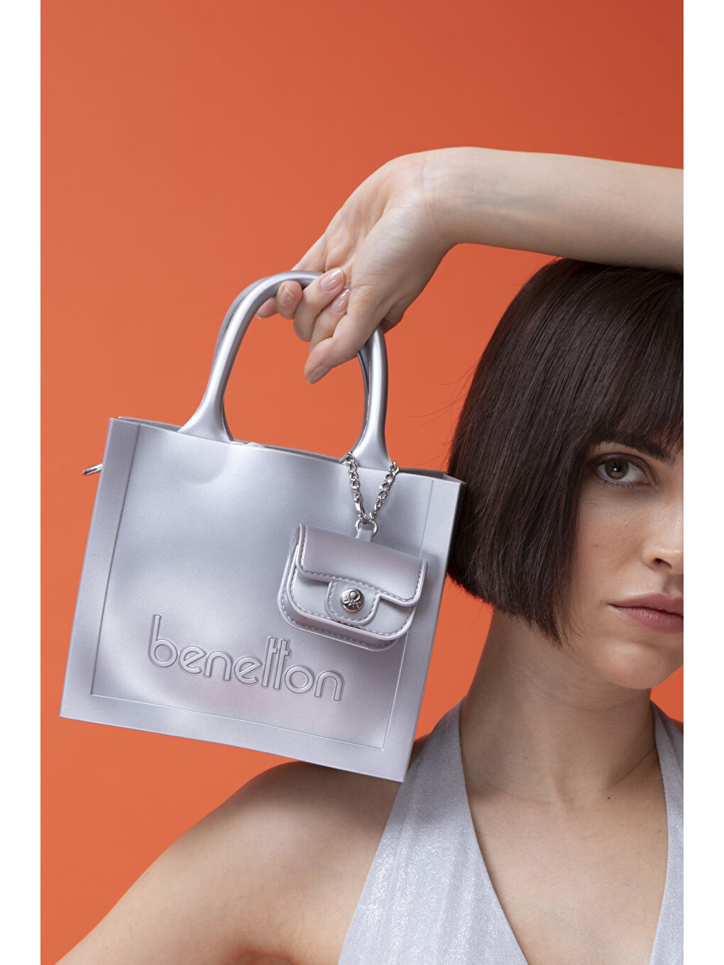 Gri Kadin El Çantasi Gümüş BNT1450-2
