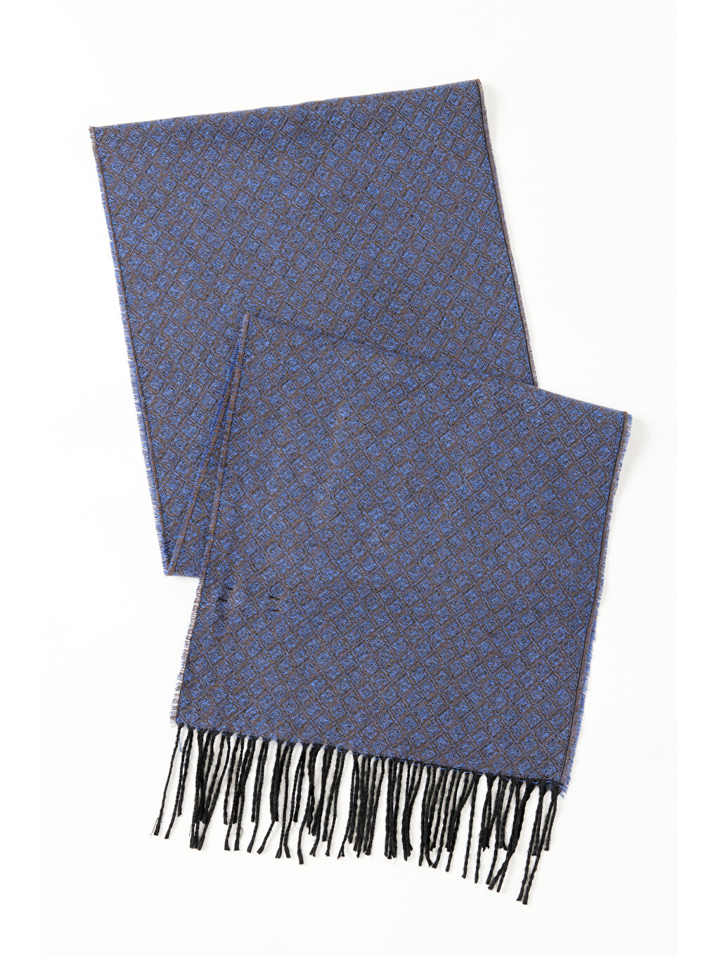 Erkek Lacivert-Kahverengi Desenli Atkı