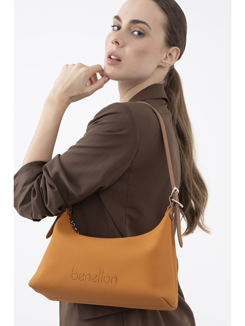 Kahverengi Kadin Kol Çantasi Hardal-Camel BNT1594
