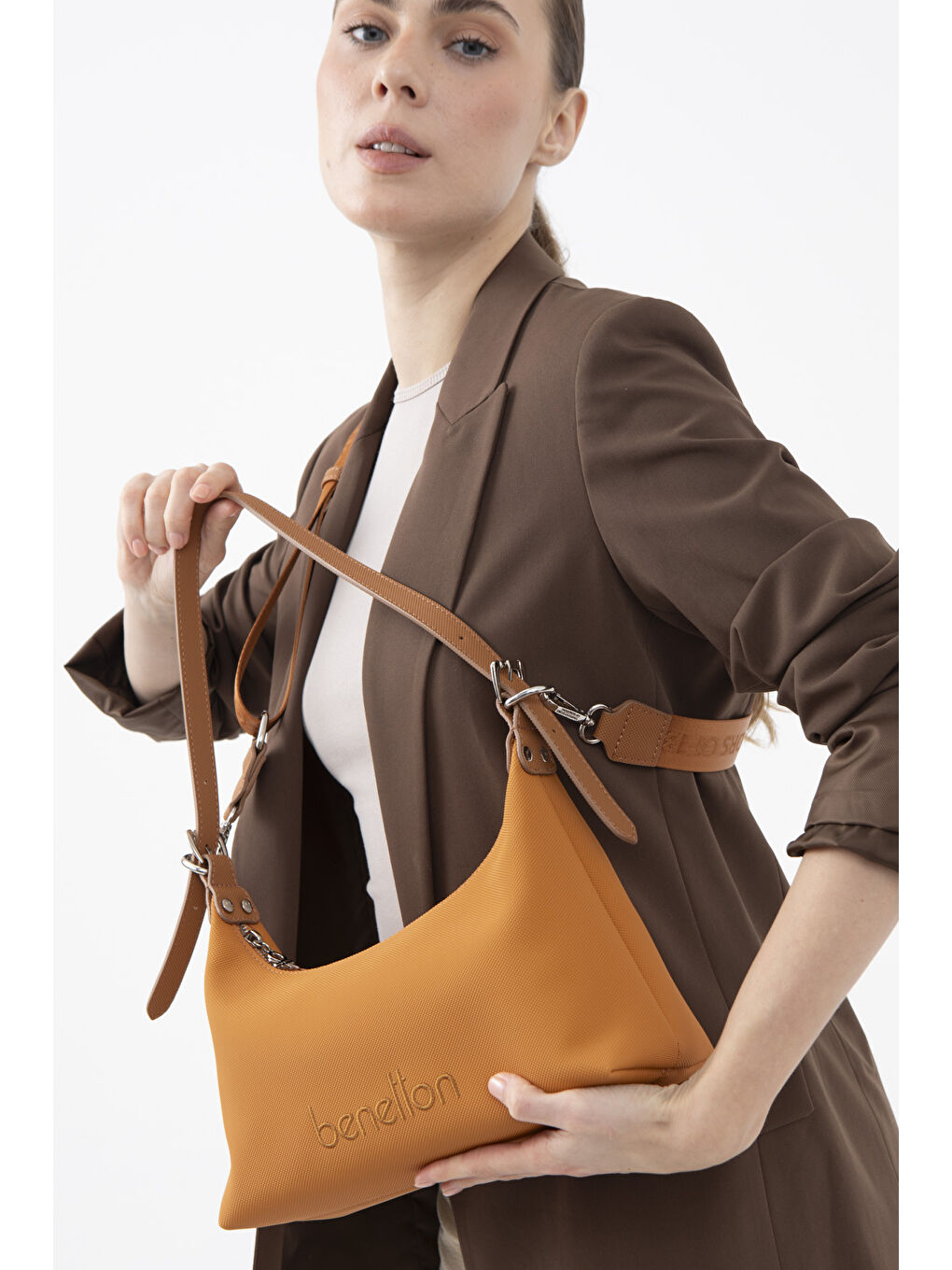 Kahverengi Kadin Kol Çantasi Hardal-Camel BNT1594-1