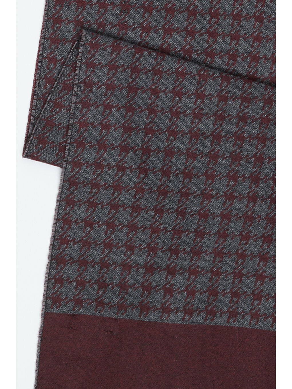 Erkek Gri-Bordo Desenli Atkı-1