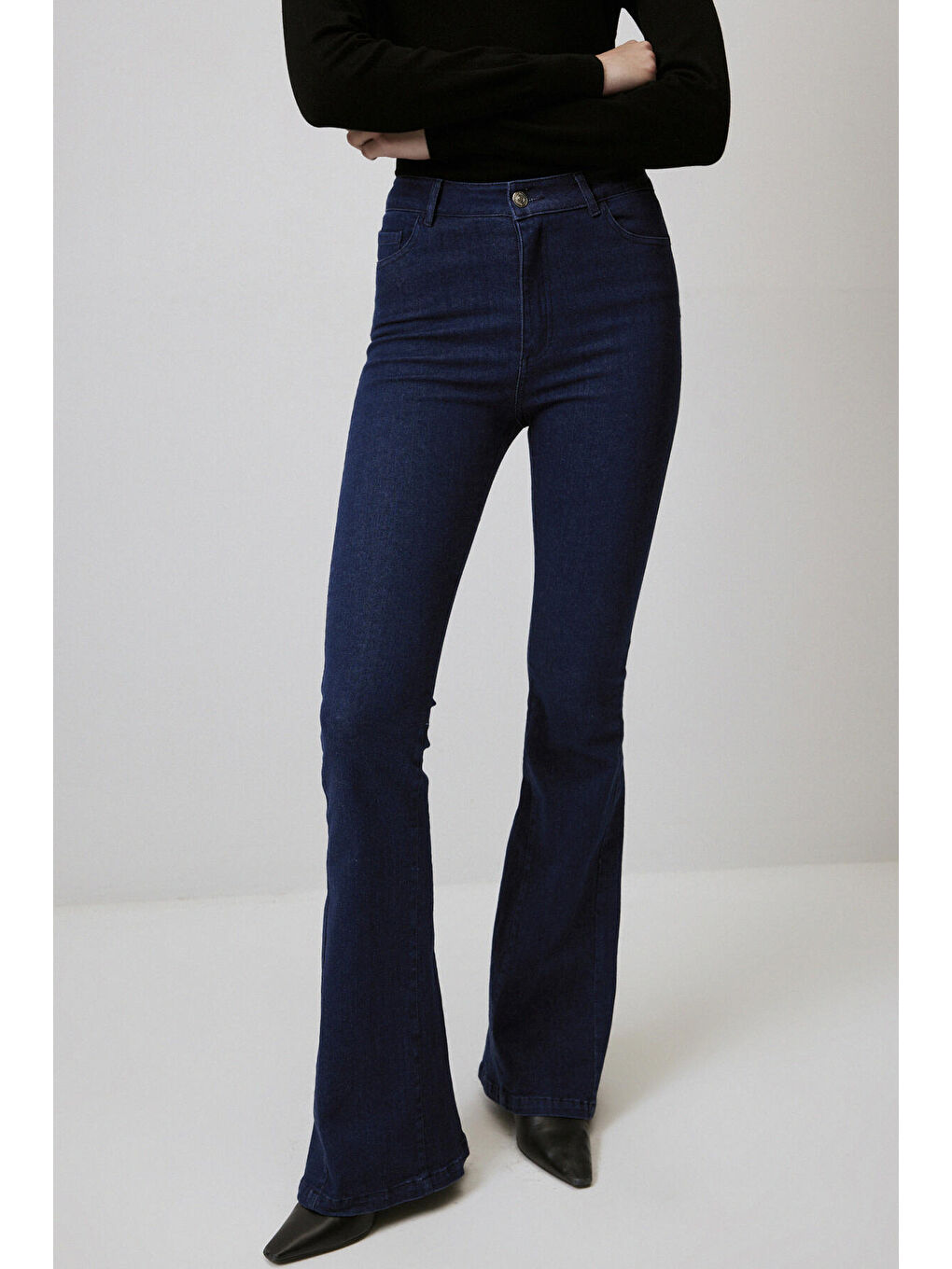 Touche Prive Lacivert Ultra Elastanlı İspanyol Paça Denim Pantolon - 2