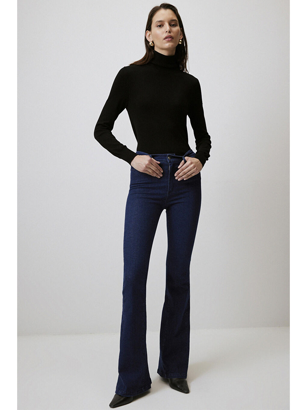 Touche Prive Lacivert Ultra Elastanlı İspanyol Paça Denim Pantolon - 3