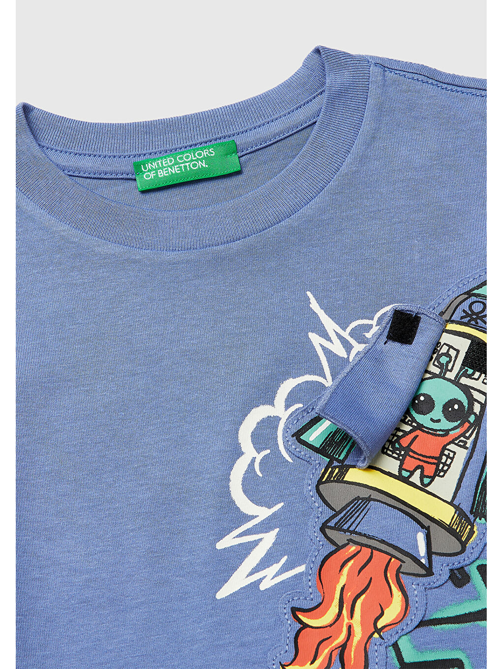 Turkuaz Erkek Çocuk Havacı Mavi Baskılı Logo Etiketli Bisiklet Yaka Kısa Kollu T-Shirt-2