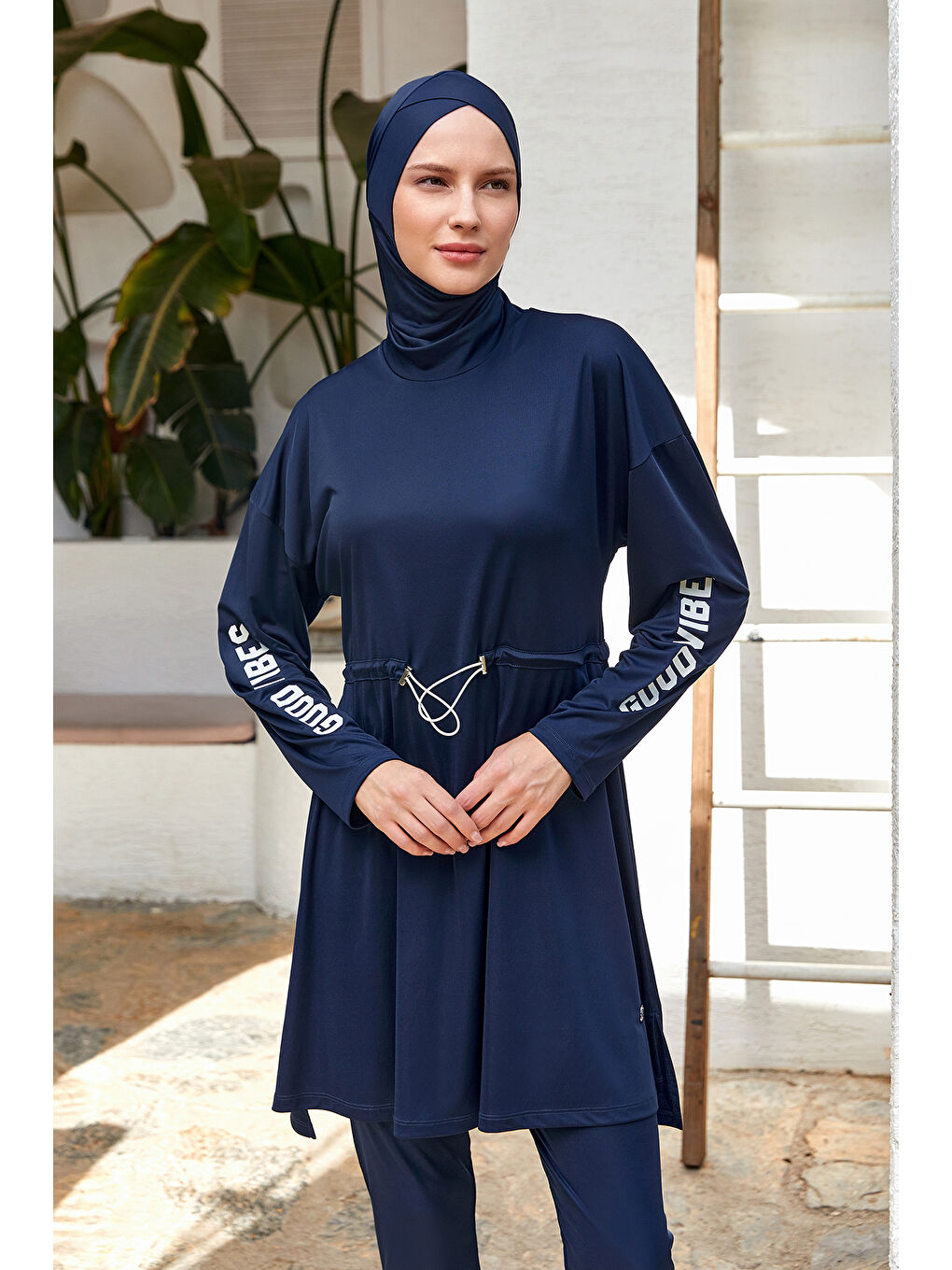 Yarasa Kol Elastanlı Tam Kapalı Tesettür Mayo 3132 Koyu Lacivert