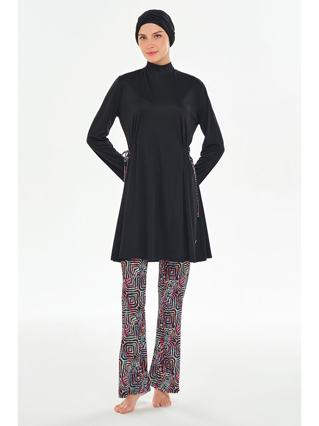 Bol Paça Elastanlı Tam Kapalı Tesettür Mayo 3125 Siyah-1
