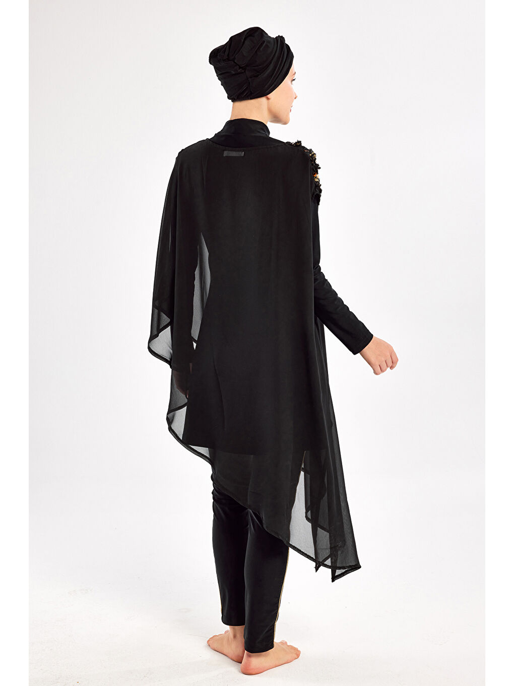 3 lü Pareolu Elastanlı Tam Kapalı Tesettür Mayo Jazmın 4560 Siyah-4