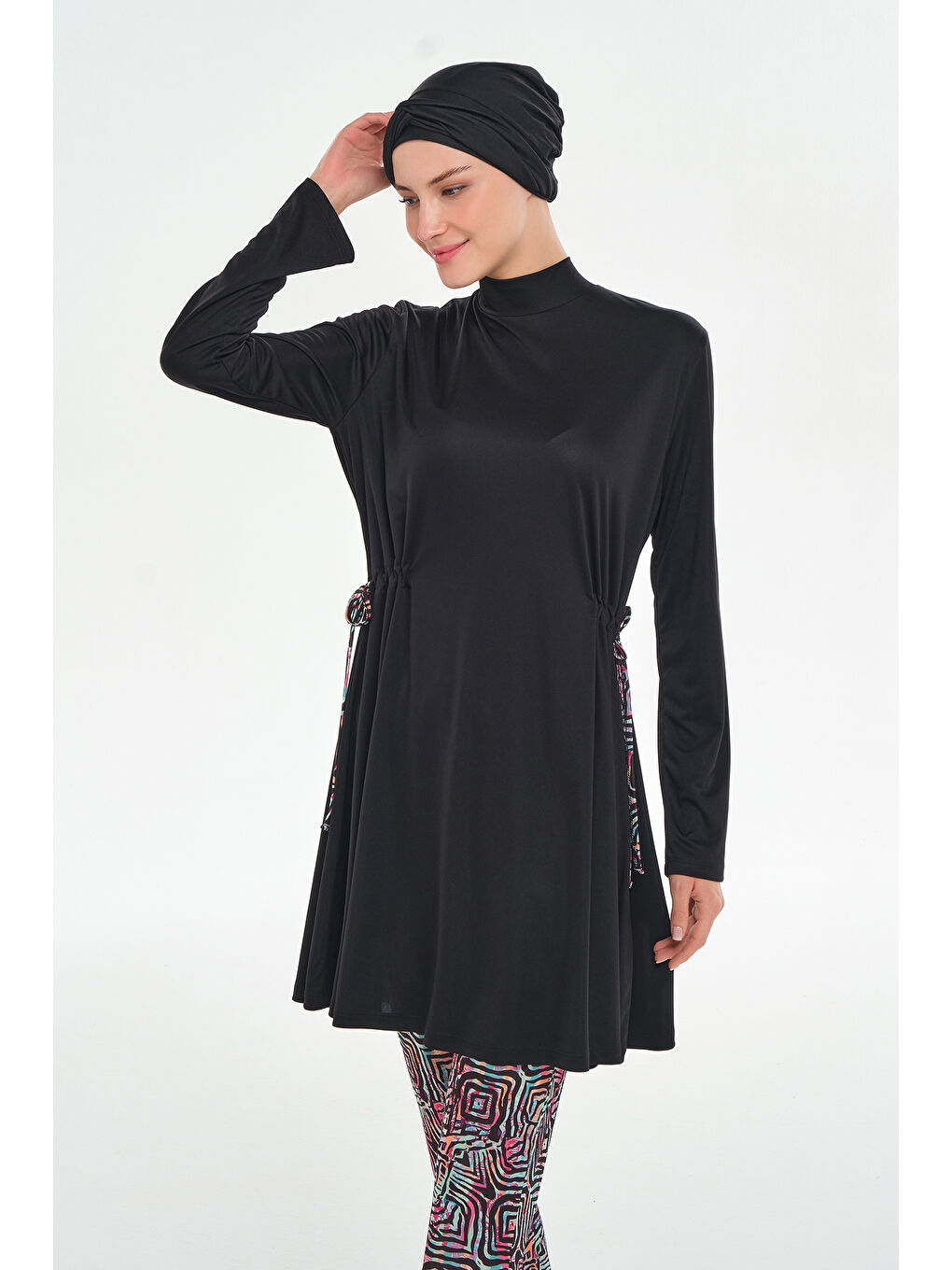 Bol Paça Elastanlı Tam Kapalı Tesettür Mayo 3125 Siyah-3