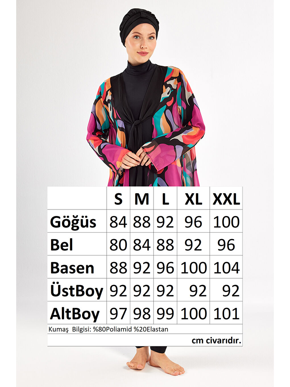 3 lü Pareolu Elastanlı Tam Kapalı Tesettür Mayo Yumı 1134 Siyah-4