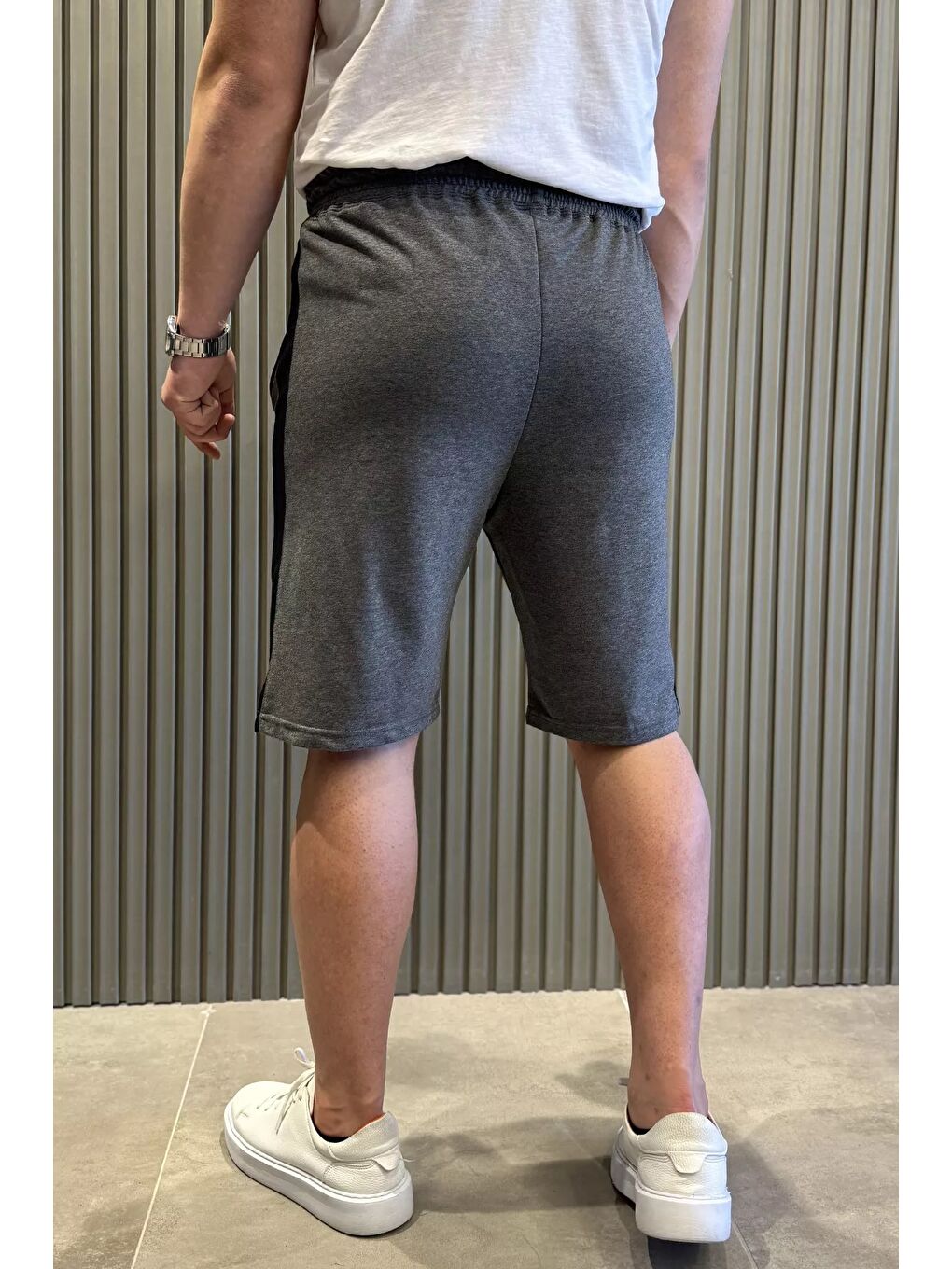 Antrasit Cep Fermuarlı Erkek Şort-2