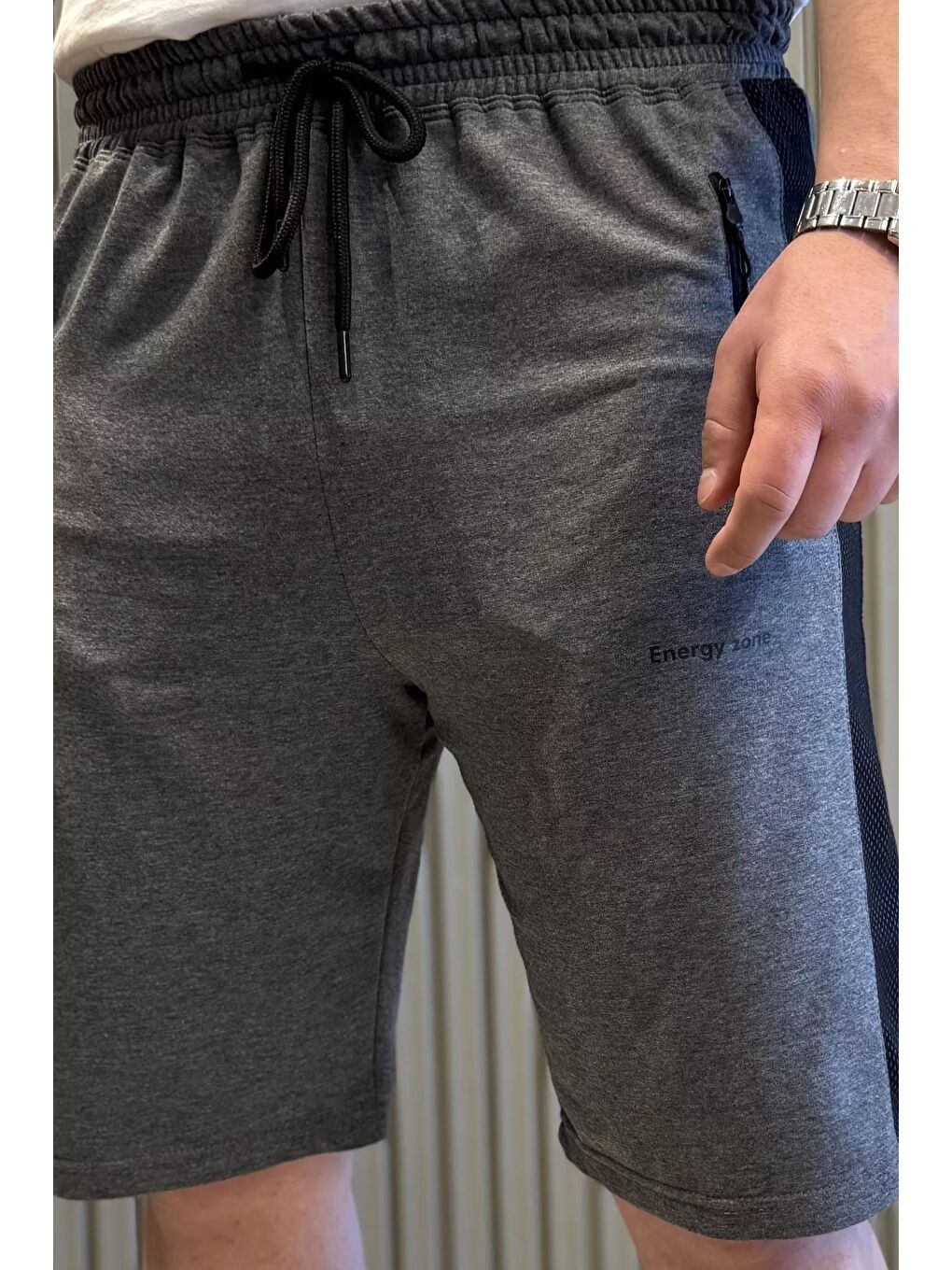 Antrasit Cep Fermuarlı Erkek Şort-3