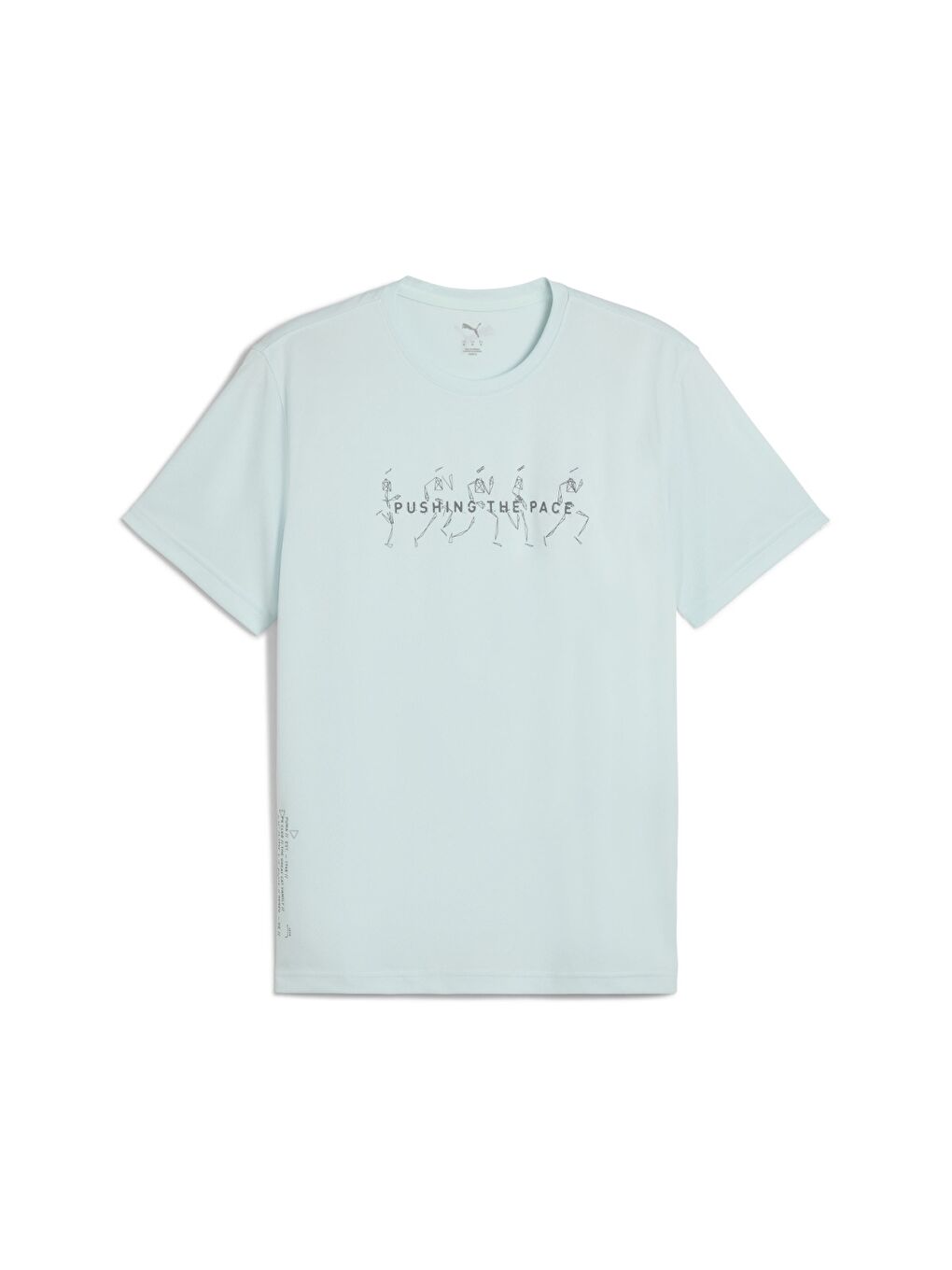 Graphics Running Illustratio Erkek Mavi Yuvarlak Yaka Tişört