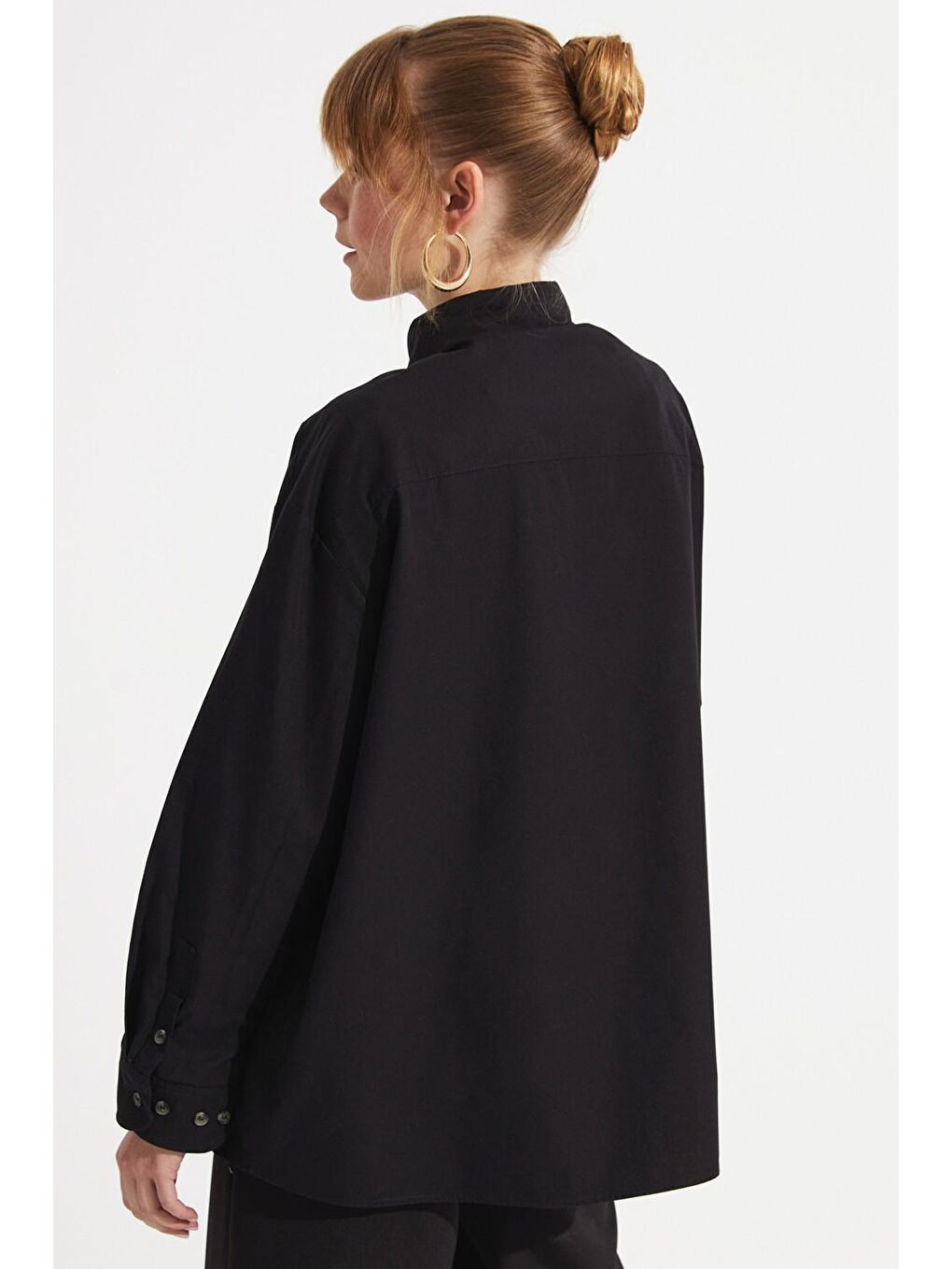 Siyah Pamuk Gömlek-3