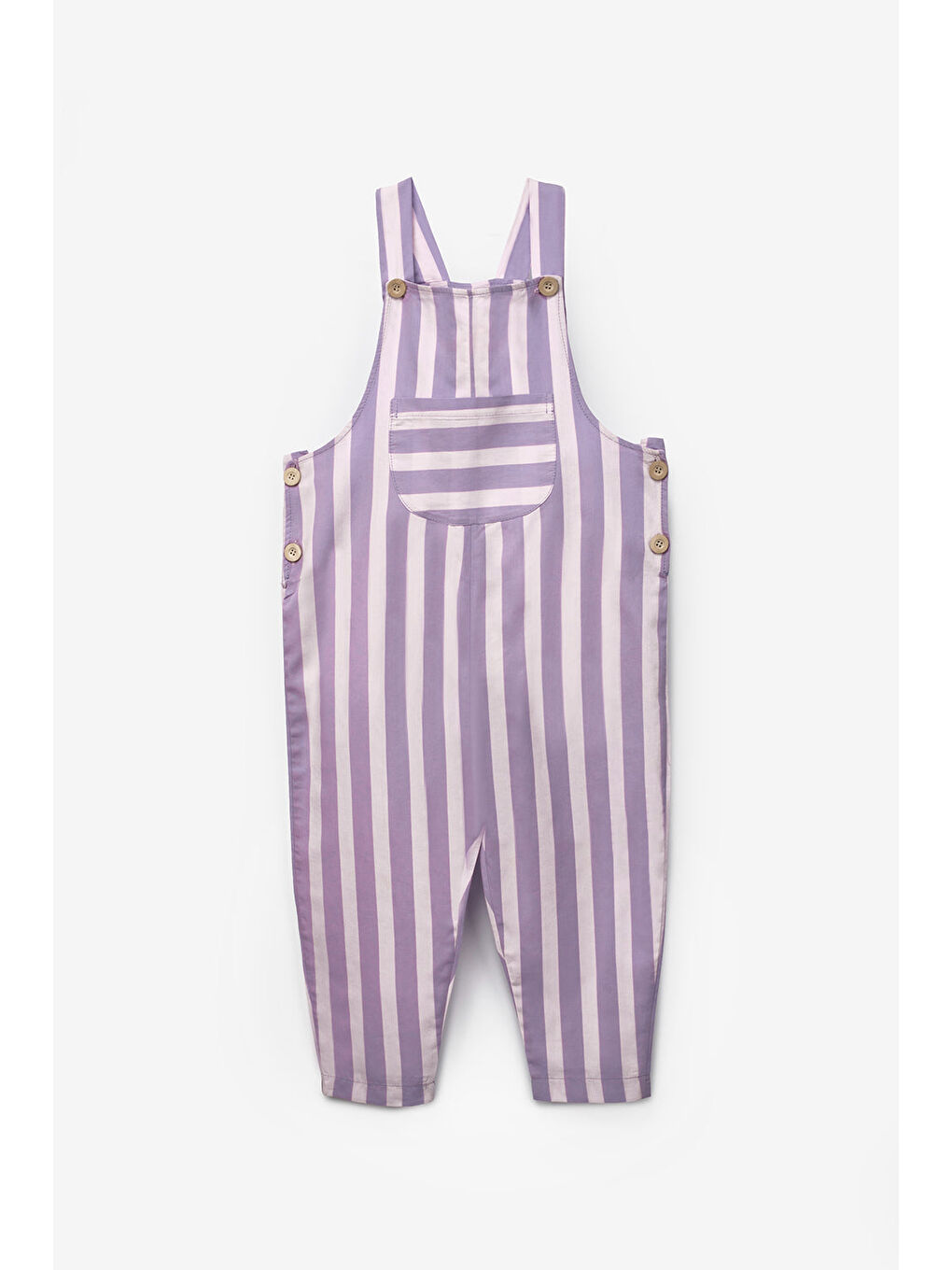 Lila Çizgi Desenli Cep Detaylı Çocuk Salopet