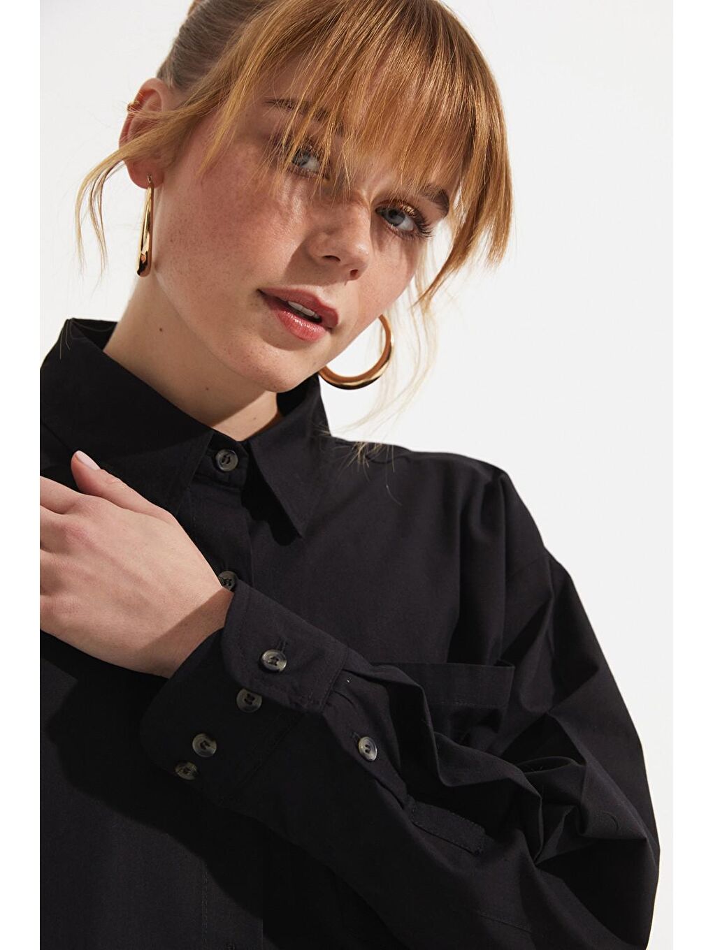 Siyah Pamuk Gömlek-4