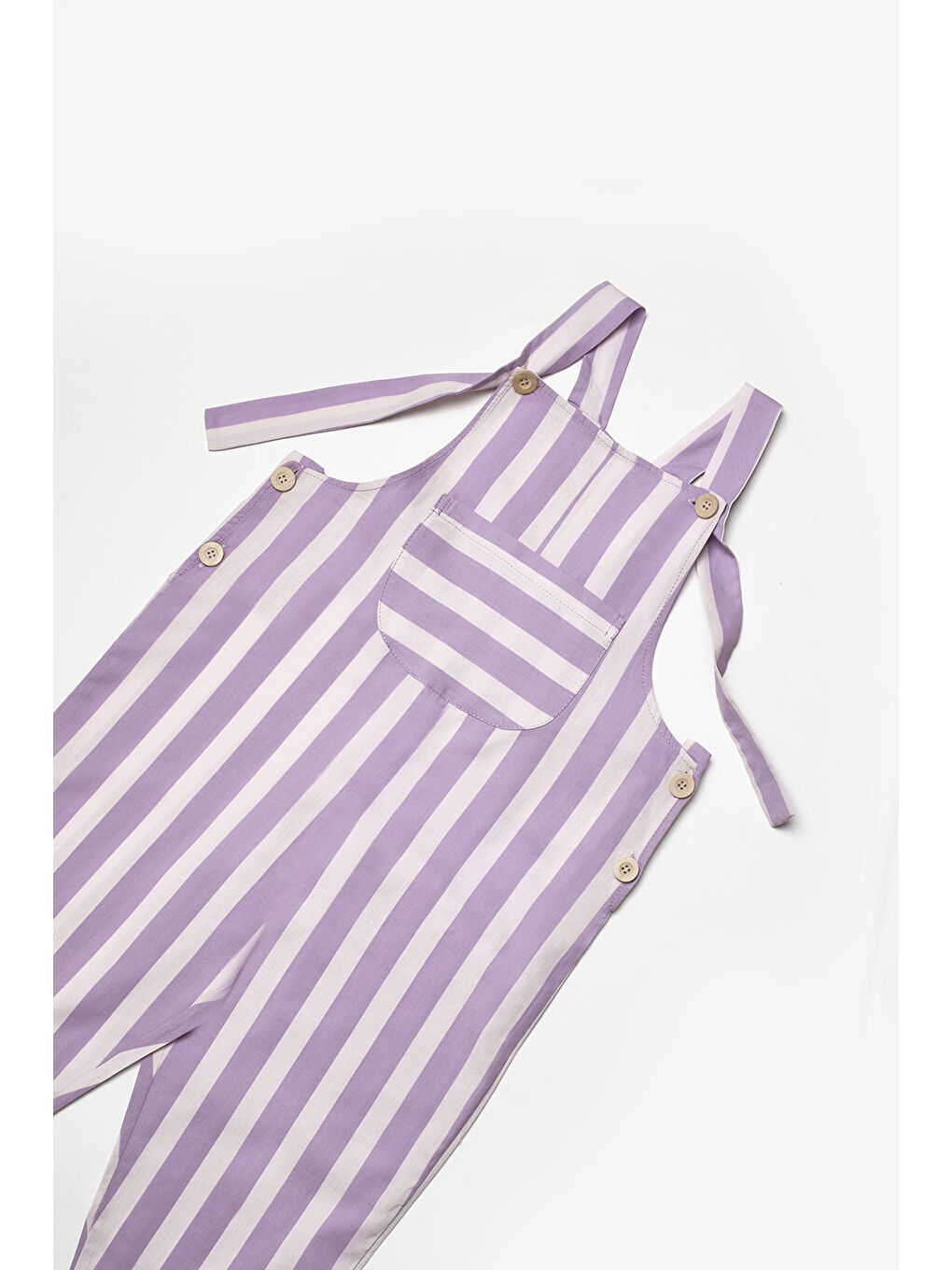 Lila Çizgi Desenli Cep Detaylı Çocuk Salopet-5