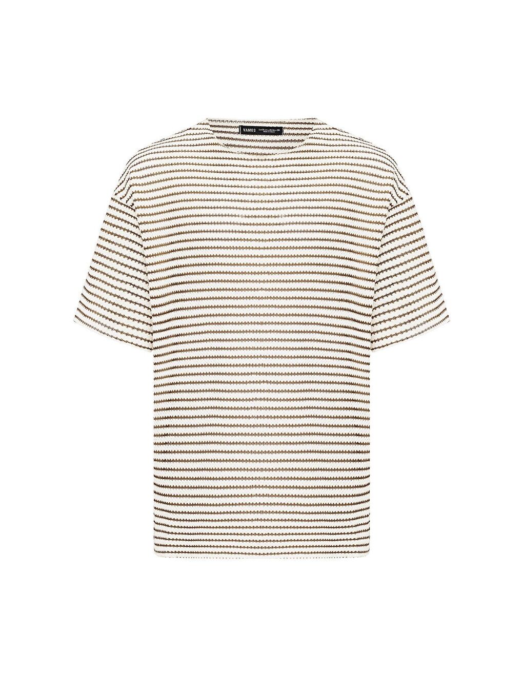 Kahverengi Çizgili Oversize Triko Tişört Kahve-1