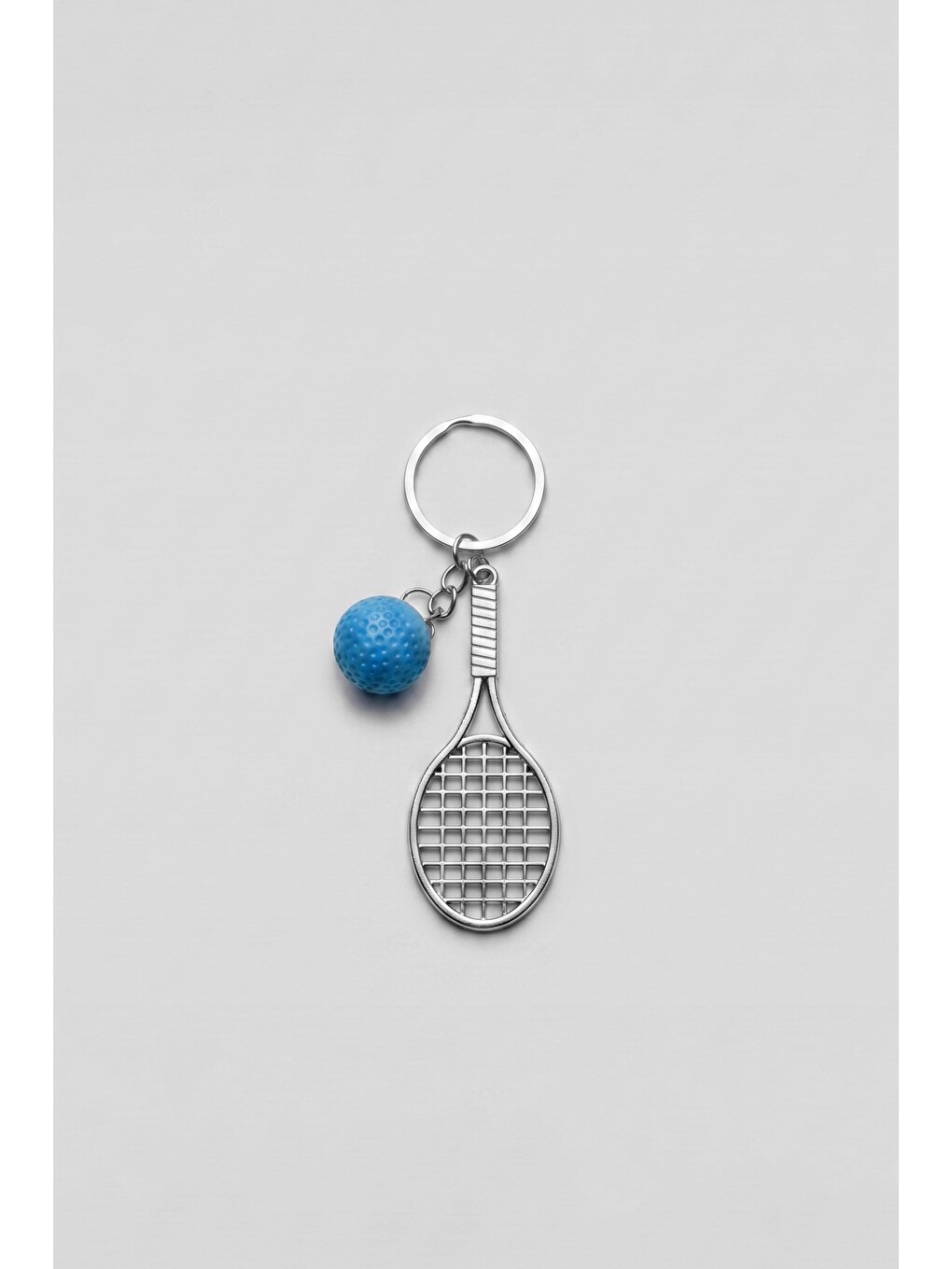 Unisex Metal Tenis Raketi Anahtarlık Mavi