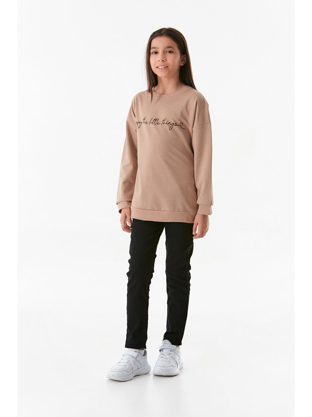 Fullamoda Vizon Yazı Baskılı Bisiklet Yaka Kız Çocuk Sweatshirt - 4