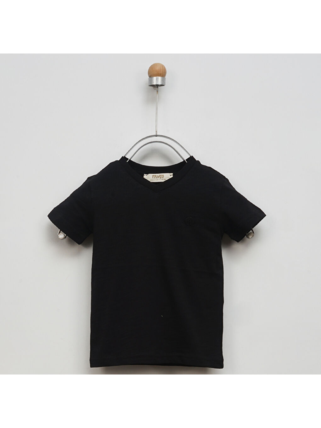 Panço Siyah Erkek Çocuk  Basic V Yaka T-Shirt