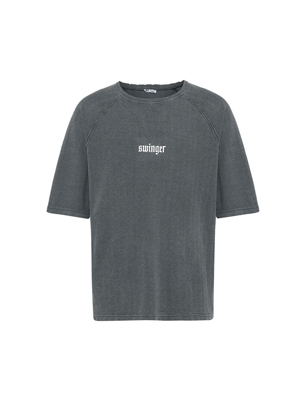 Yıkamalı Oversize Baskılı Triko Tişört Yeşil-1