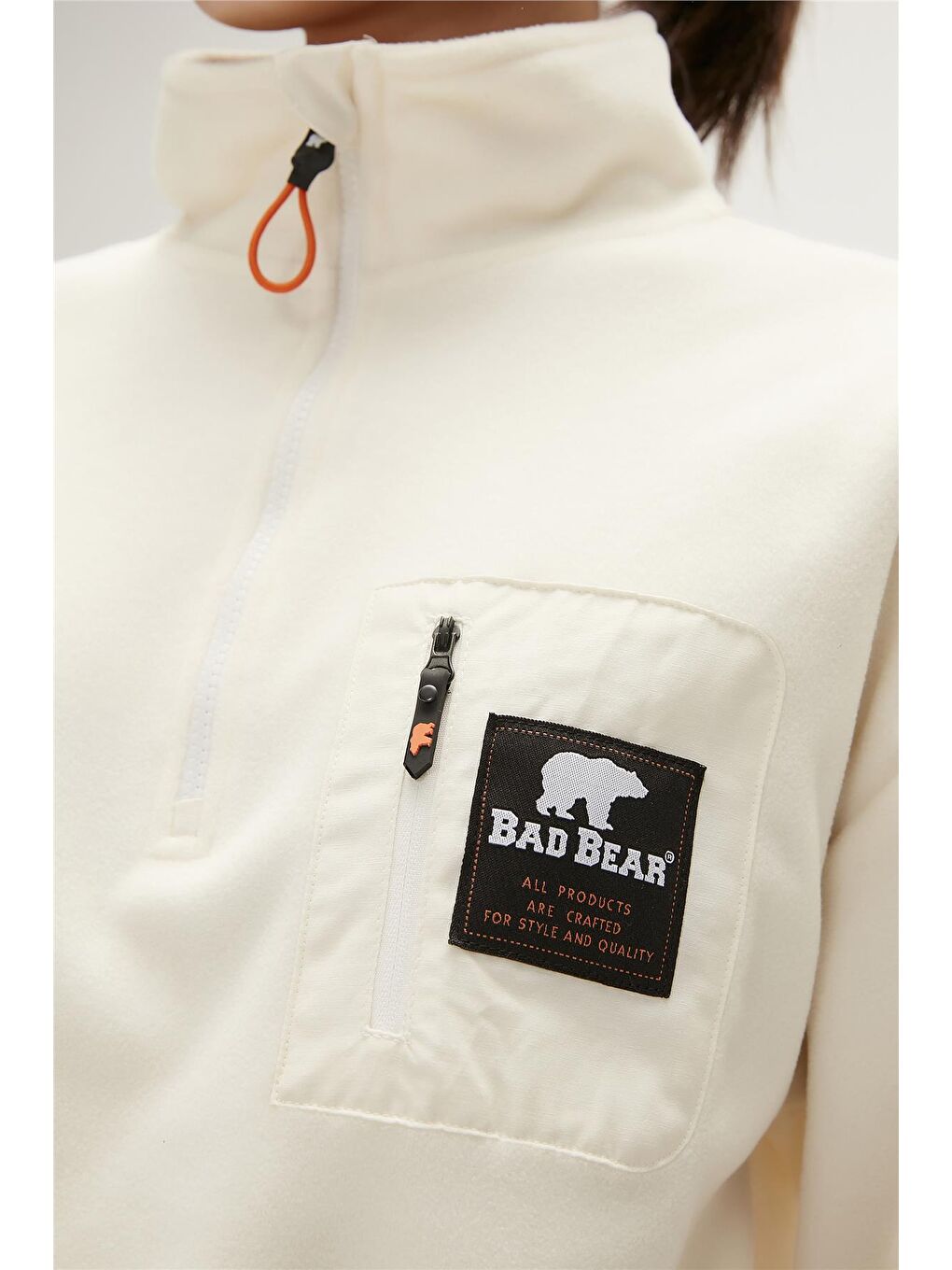 Bad Bear Beyaz Eva Half-Zip Marshmallow Beyaz Yarım Fermuarlu Kadın Polar Sweatshirt - 4