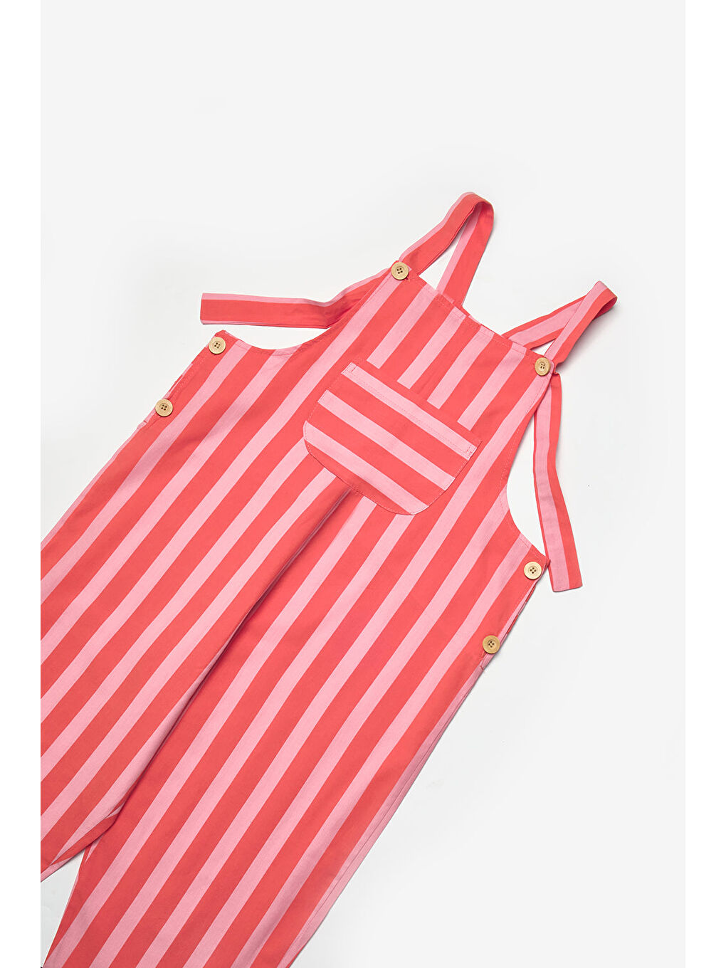 Kırmızı Çizgi Desenli Cep Detaylı Çocuk Salopet-6