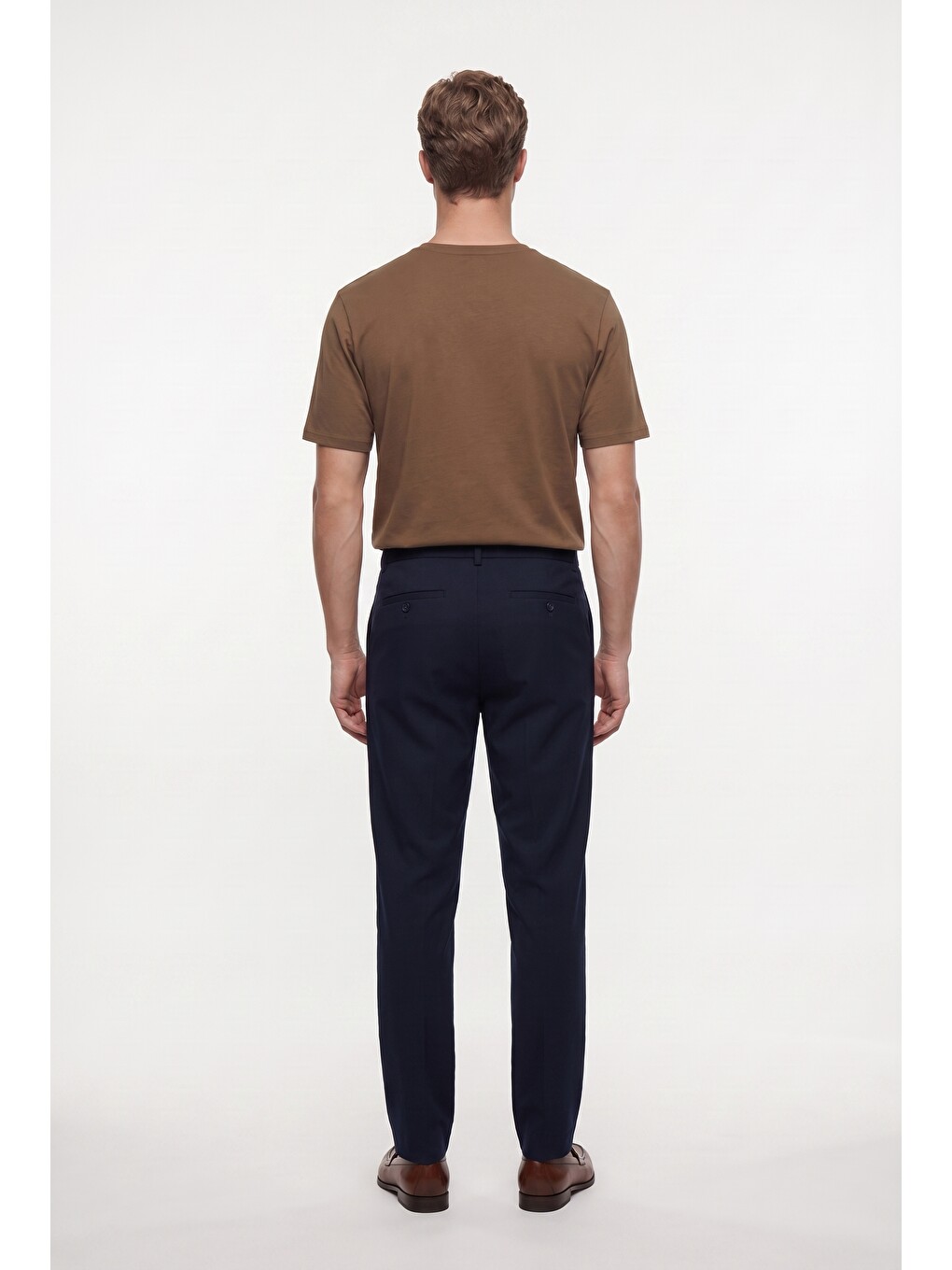 Comfort Fit Lacivert Keten Karışımlı Chino Pantolon-2