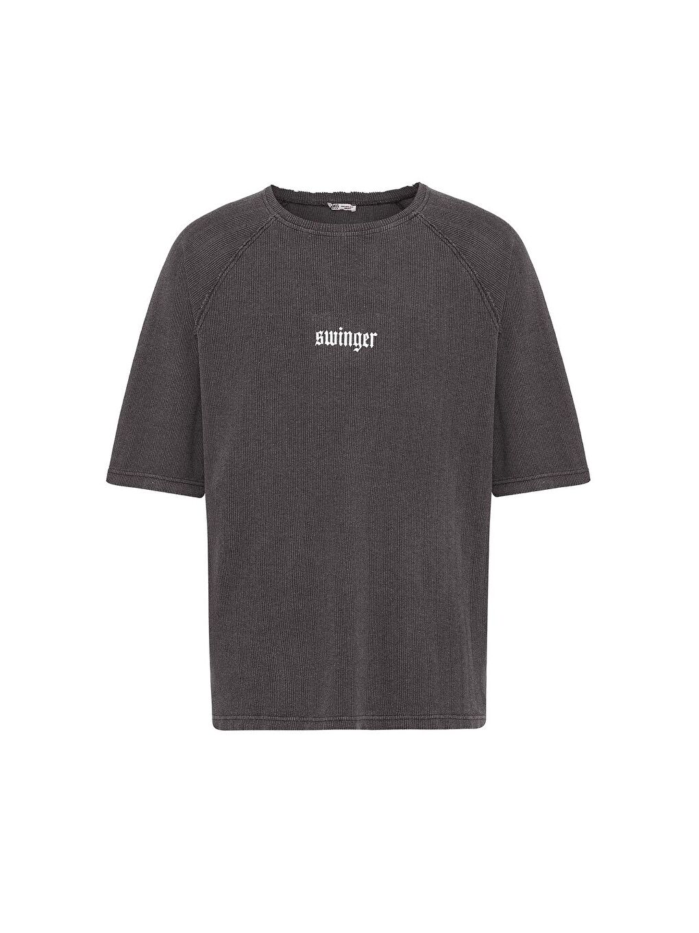 Kahverengi Yıkamalı Oversize Baskılı Triko Tişört Kahve-1