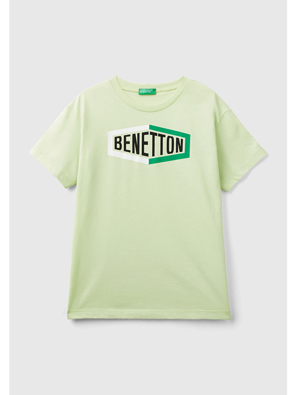 United Colors Of Benetton Açık Yeşil Erkek Çocuk Açık Yeşil  Yazılı T-Shirt