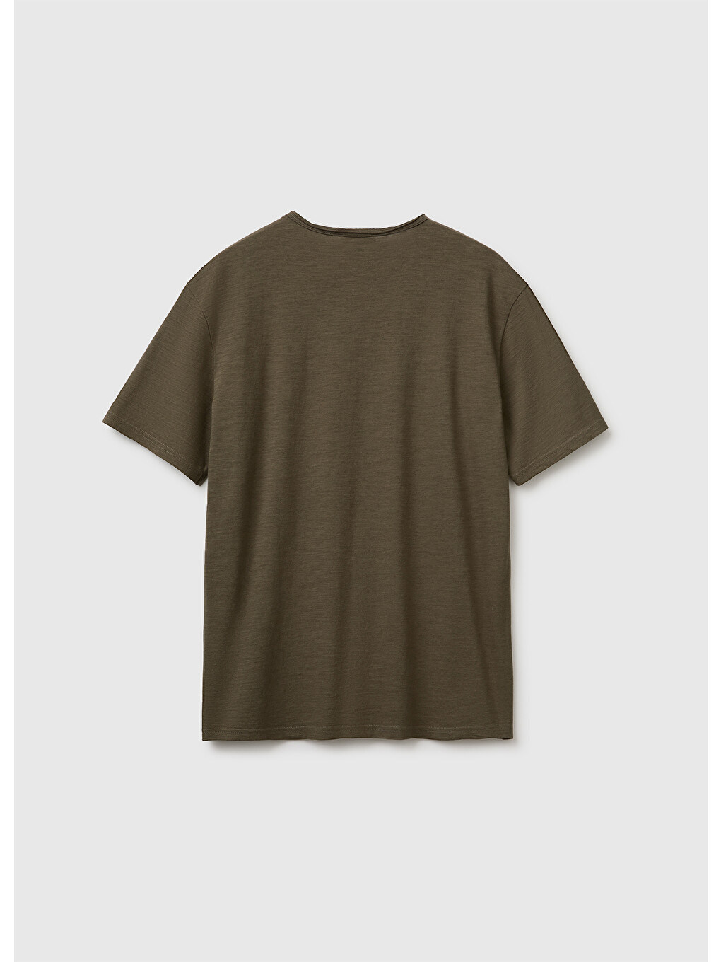Erkek Koyu Haki %100 Pamuk Regular Fit Bisiklet Yaka T-shirt-1