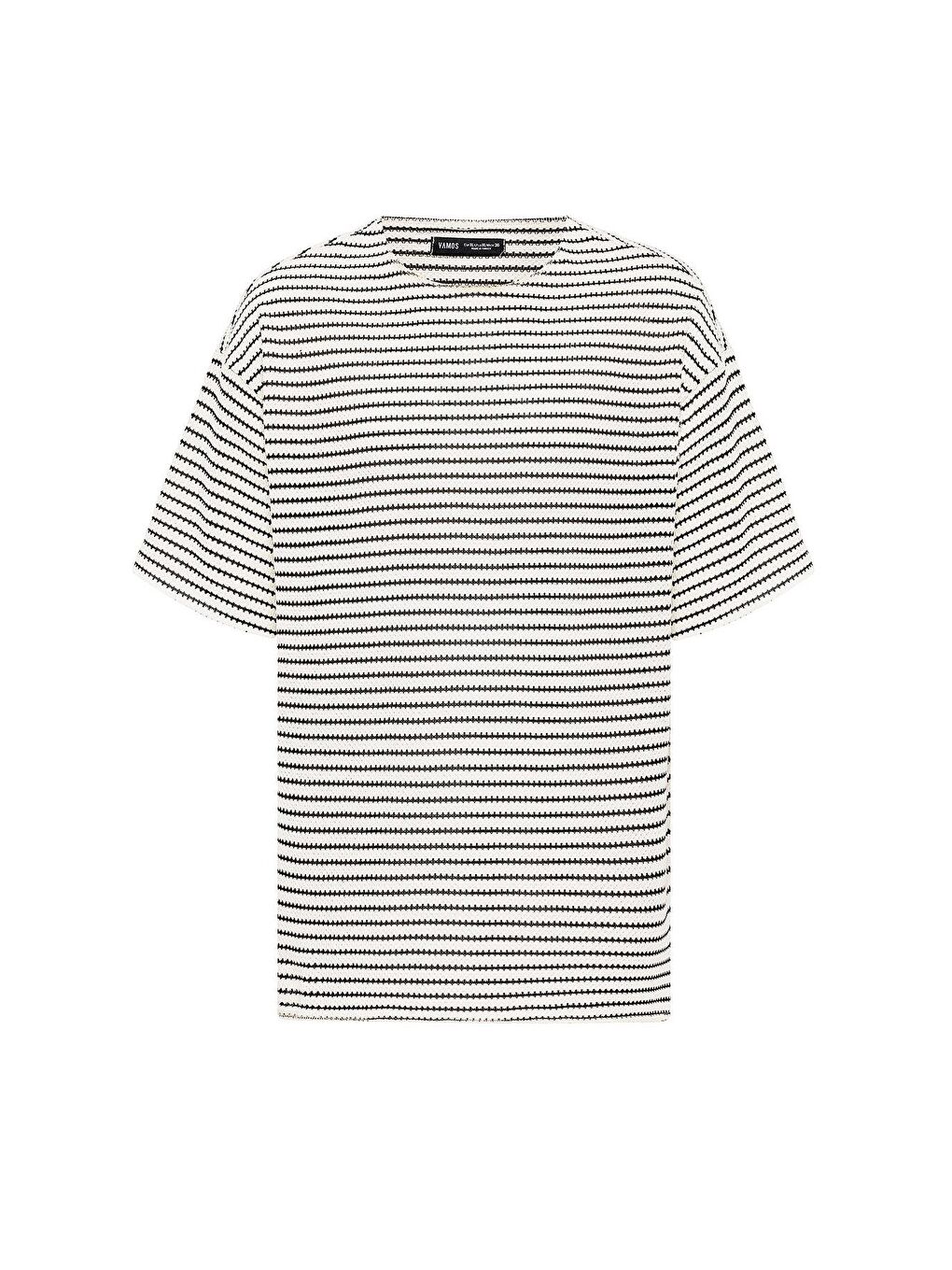 Çizgili Oversize Triko Tişört Siyah-1