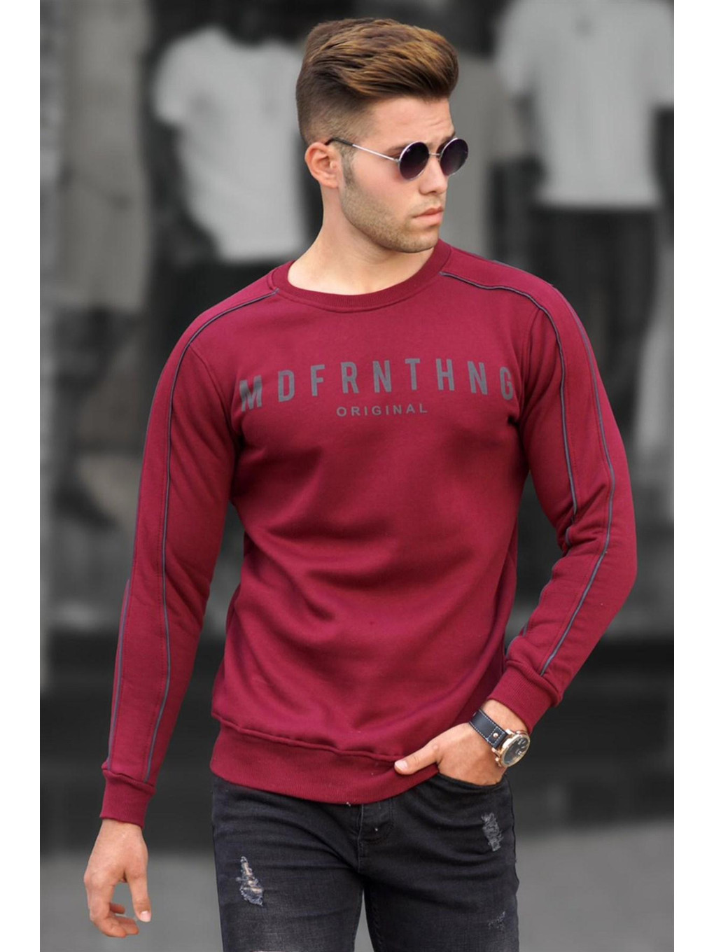 Bordo Bisiklet Yaka Sweatshirt 5319