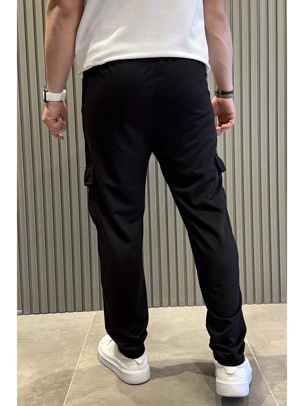 Siyah Kargo Cepli Erkek Eşofman Altı-2