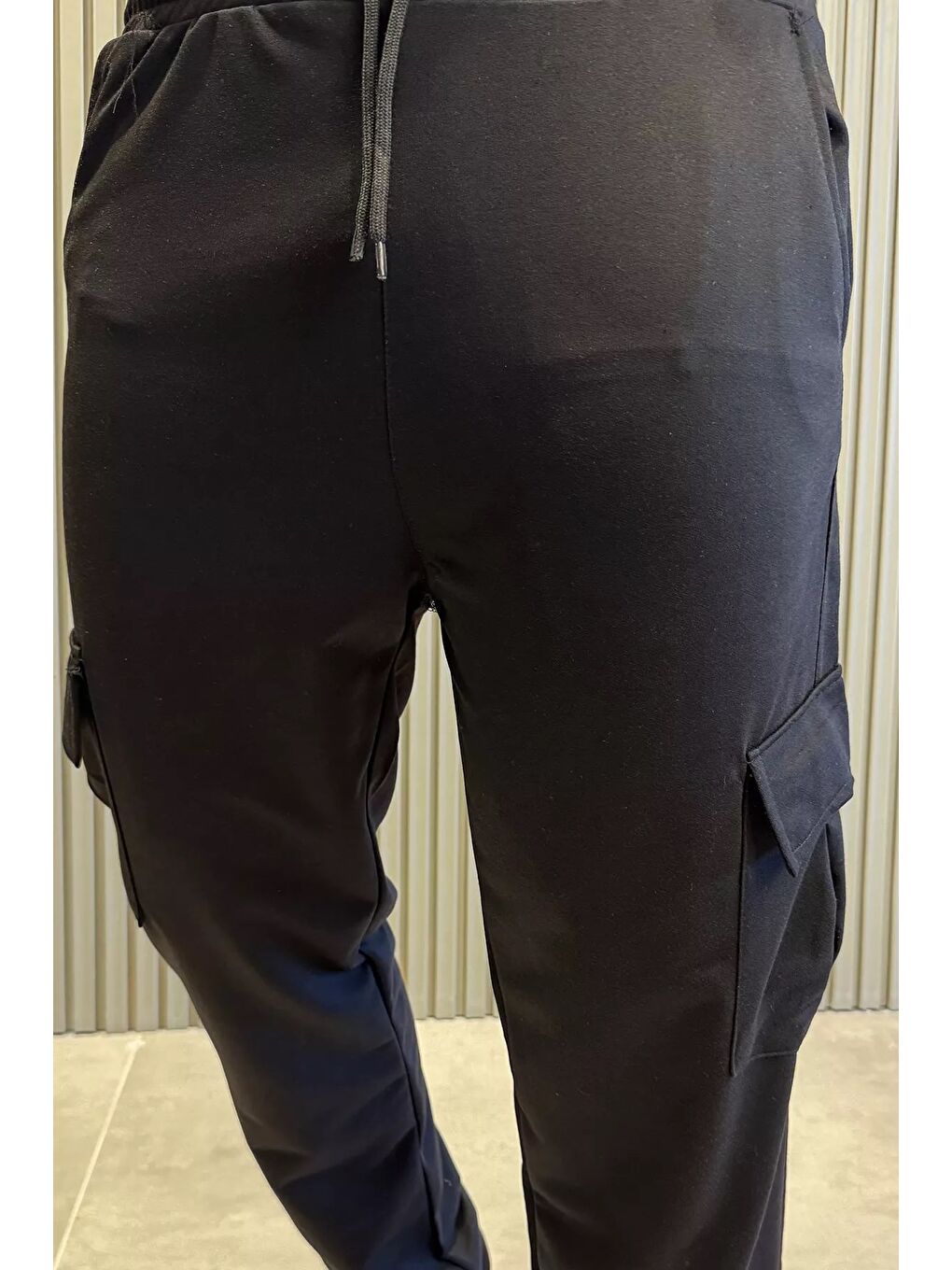 Siyah Kargo Cepli Erkek Eşofman Altı-3