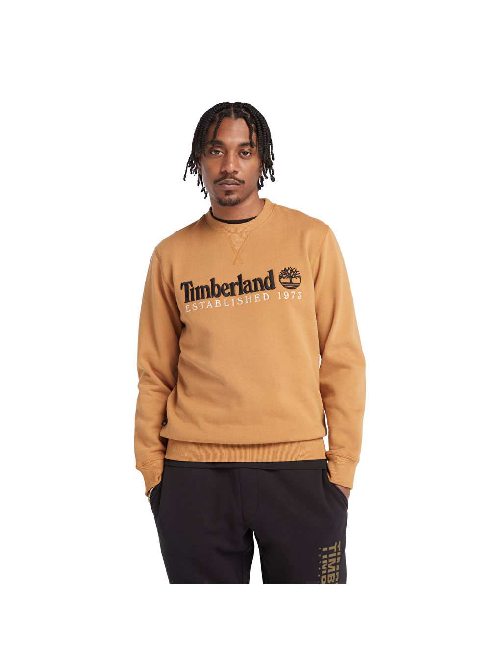 Timberland Sarı Embroidery Logo Brush Back Erkek Sarı Sweatshirt