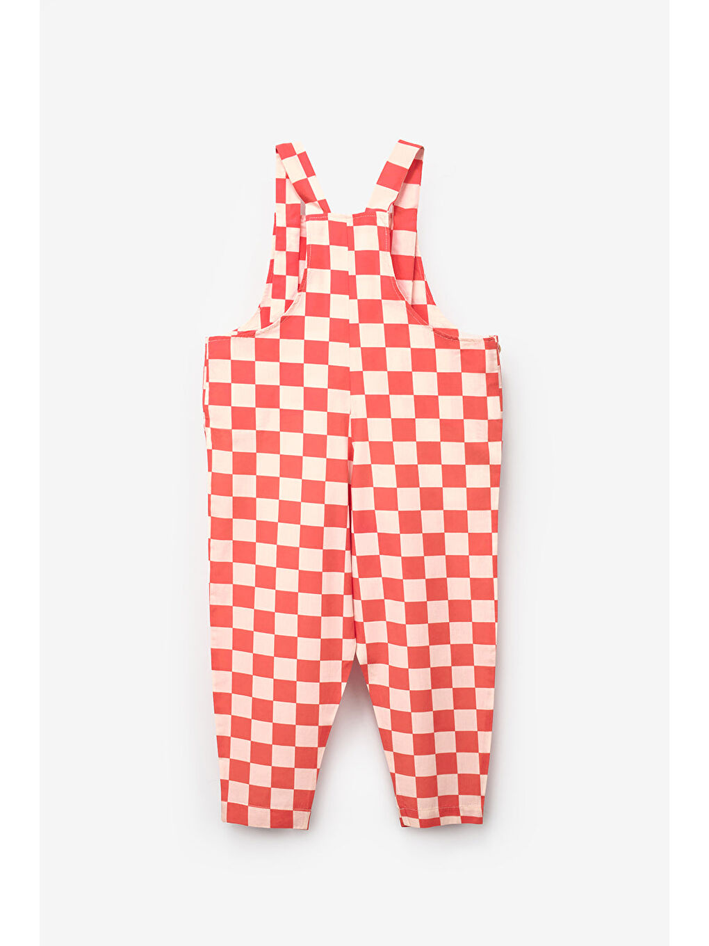 Kırmızı Dama Desenli Cep Detaylı Çocuk Salopet-5