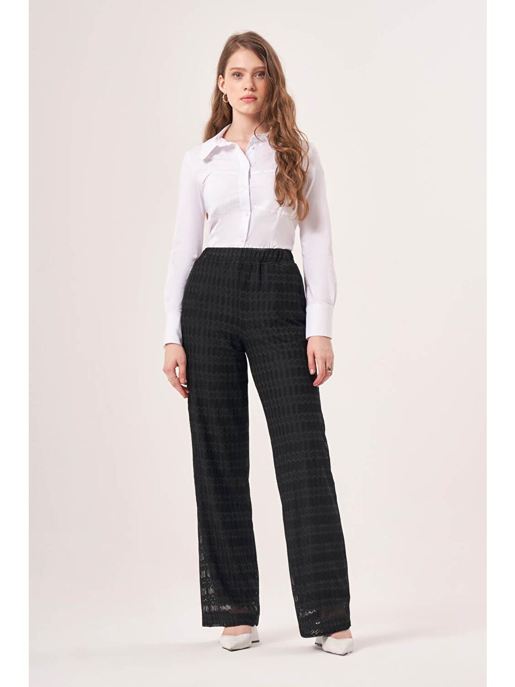 Dantel Örgü Siyah Pantolon