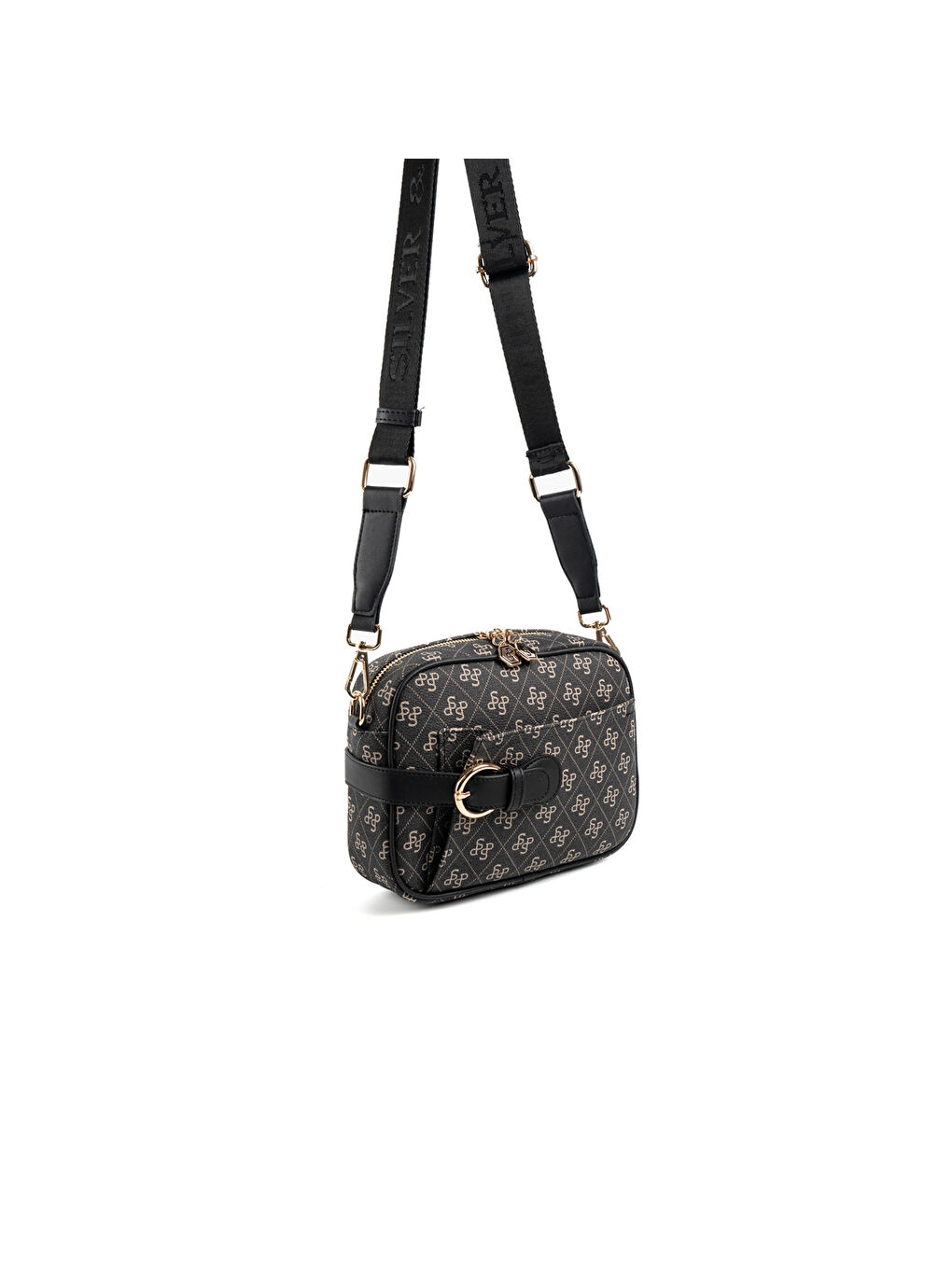 Gri Kadın Çapraz Çanta 1256-48369 SILVER POLO ÇAPRAZ BAYAN ÇANTASI M178 FÜME-MAT SİYAH-1